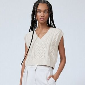 Babaton Emporia Vest Merino Wool Sweater Vest Beige Bone Cream Birch XS